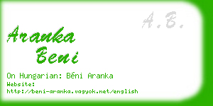 aranka beni business card